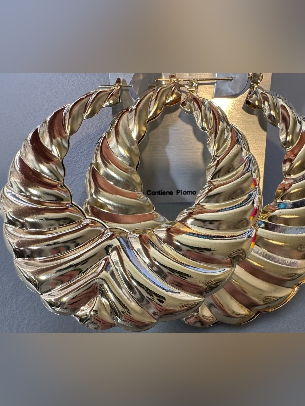 Bold Gold Twisted large Hoop bamboo Earrings for Women chic